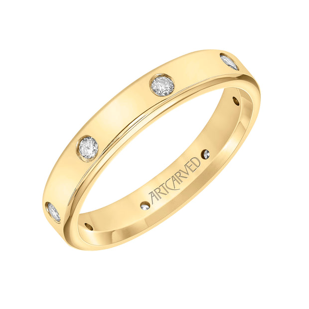 22-V8898Y4-G.00 - Goldman - 4MM Flat Profile Band with 8 Diamond Accents