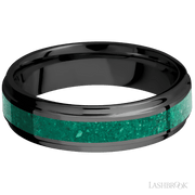 Zirconium with Polish Finish and Malachite Inlay