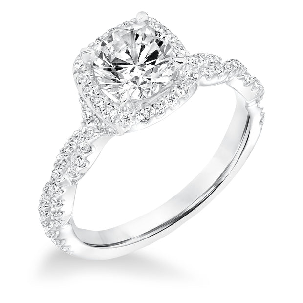 31-10004IRW-E.00 - Goldman - Contemporary Diamond Halo with Twisted Shank Engagement Ring