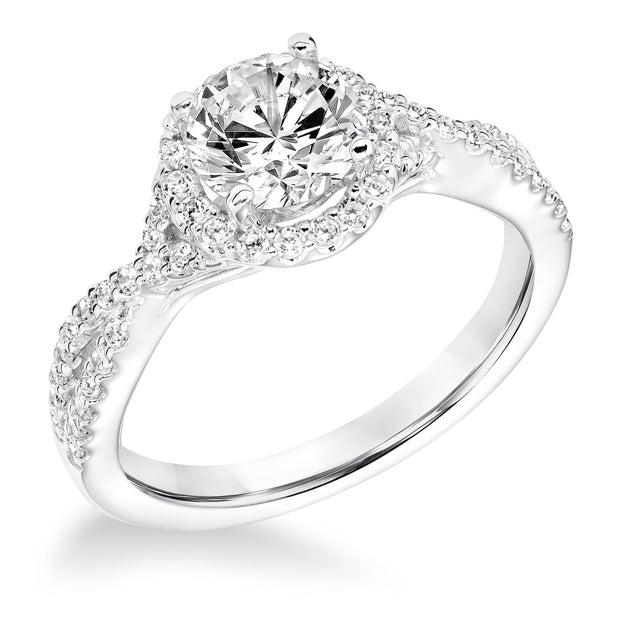 31-10018ERW-E.00 - Goldman - Contemporay Diamond Halo With Split Shank Engagement Ring