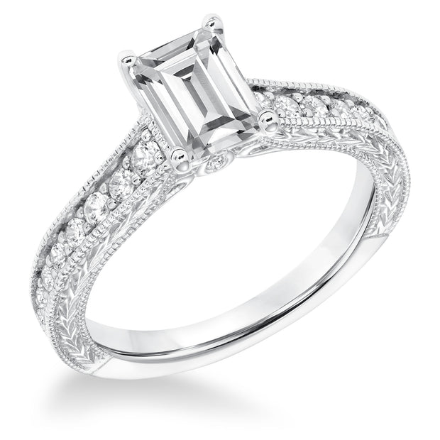 31-10047EEW-E.00 - Goldman - Vintage Diamond Engraved Milgrain Engagement Ring