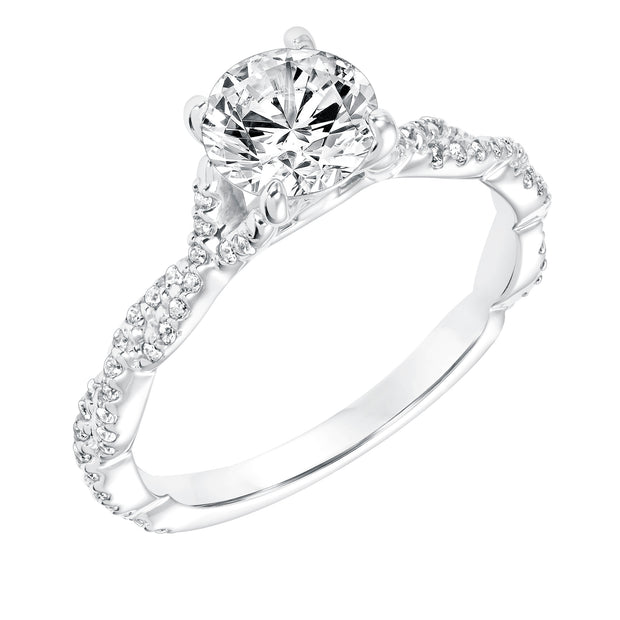 31-11020ERW-E.00 - Goldman - Diamond Prong Set Engagement Ring with Twisted Diamond Shank