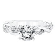 Diamond Prong Set Engagement Ring with Diamond  Twisted Shank