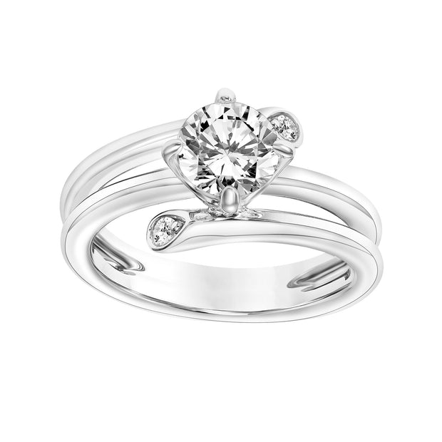 31-11083ERW-E.00 - Goldman - Wrap Polished Shank with Diamond Tips with East West Prong Set Diamond Center