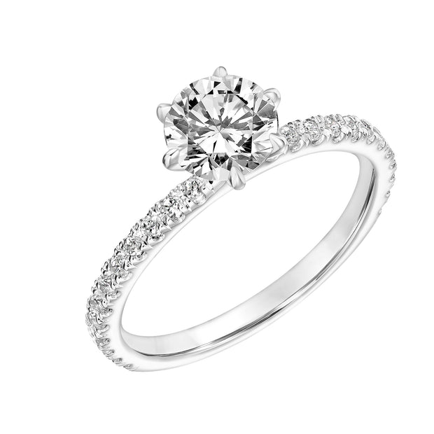 31-11094IRW-E.00 - Goldman - Six Prong Diamond Engagement Ring with Petite Diamond Shank