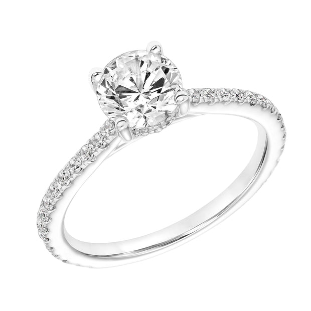 31-11097ERW-E.00 - Goldman - Classic Cathedral Setting Engagement Ring with Hidden Halo and Diamond Shank