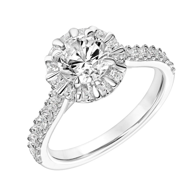 31-11108ERW-E.00 - Goldman - Diamond Engagement Ring with Princess Diamond Halo and Diamond Shank