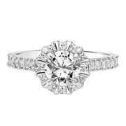 Diamond Engagement Ring with Princess Diamond Halo and Diamond Shank