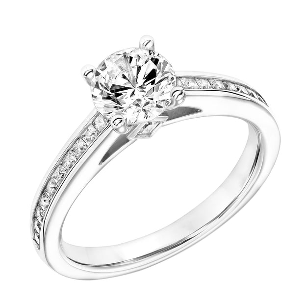 31-11110ERW-E.00 - Goldman - Diamond Engagement Ring with Surprise Diamond and Channel Set Princess Diamond Shank