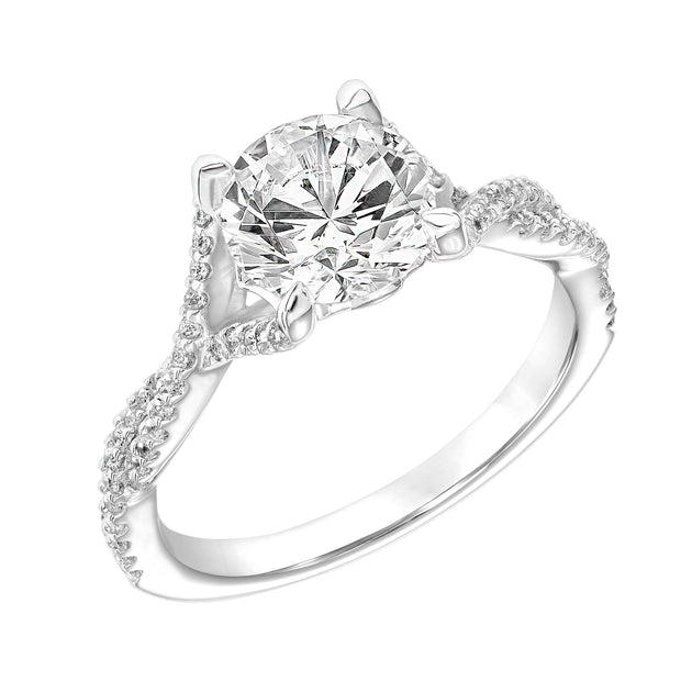 31-11116GRW-E.00 - Goldman - Diamond Engagement Ring with Polished Petal Gallery and Twisted Diamond Shank