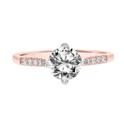 East West Diamond Engagement Ring with Petitie Diamond Shank
