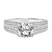 Classic Engagement Ring with Triple Row Graduated Diamond Shank
