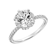 Classic Six Prong Setting Engagement Ring with Hidden Halo and Diamond Shank