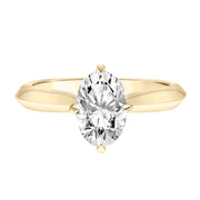 Classic Solitaire Engagement Ring with Catheral Setting and Knife Edge Polished Shank
