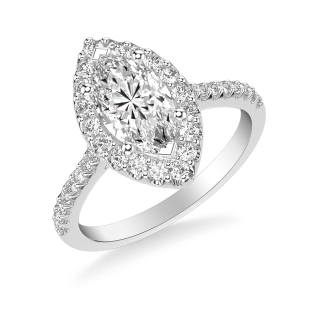 31-12064EMW-E.00 - Goldman - Classic Marquise Diamond Halo Engagement Ring with  Diamond Shank