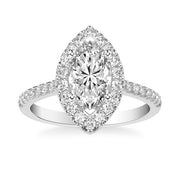 Classic Marquise Diamond Halo Engagement Ring with  Diamond Shank