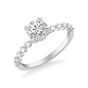 Classic Engagement Ring with Hidden Diamond Halo and Single Shared Prong Diamond Shank