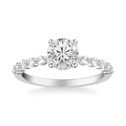 Classic Engagement Ring with Hidden Diamond Halo and Single Shared Prong Diamond Shank