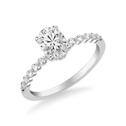 Classic Engagement Ring with Hidden Diamond Halo and Single Shared Prong Diamond Shank