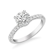 Classic Engagement Ring with Hidden Diamond Collar and Diamond Shank