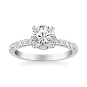 Classic Engagement Ring with Hidden Diamond Collar and Diamond Shank