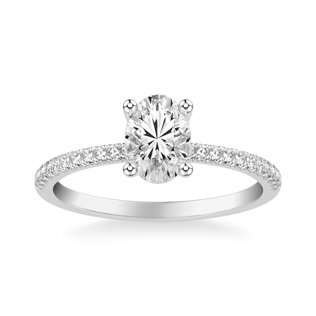 Classic Basket Setting Engagement Ring with Diamond Shank