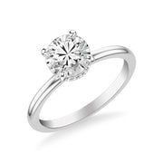 Classic Solitaire Engagement Ring with Diamond Collar and Polished Shank