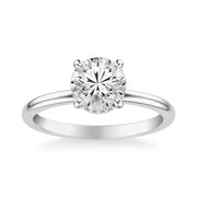Classic Solitaire Engagement Ring with Diamond Collar and Polished Shank