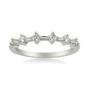 Contemporary Wedding Band with Single Diamond Station Accents