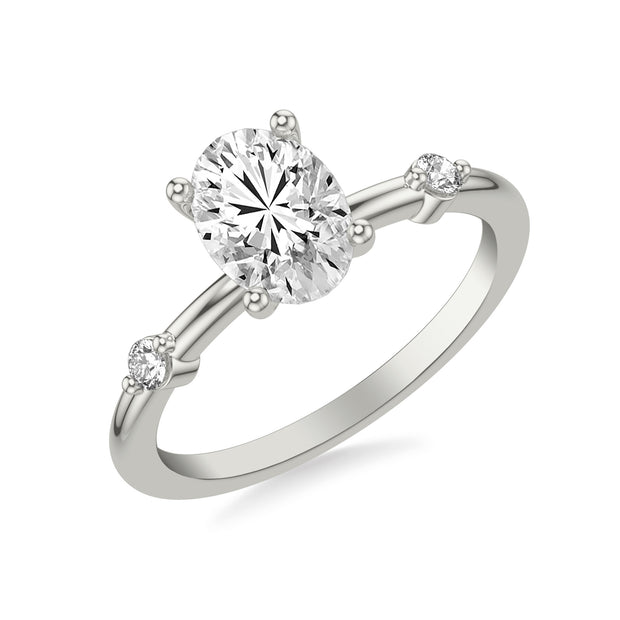 Contemporary Engagement Ring with Single Diamond Station Accented Band