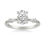 Contemporary Engagement Ring with Single Diamond Station Accented Band