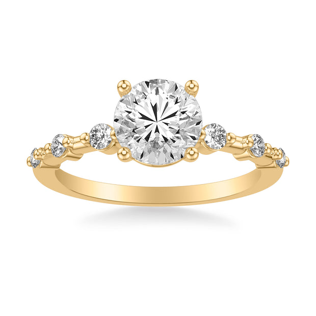 Contemporary Engagement Ring with Single Diamond Station Accented Band