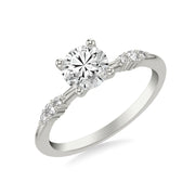 Contemporary Engagement Ring with Diamond Cluster Accented Band