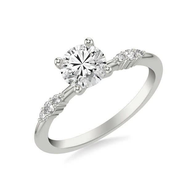 Contemporary Engagement Ring with Diamond Cluster Accented Band