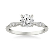 Contemporary Engagement Ring with Diamond Cluster Accented Band