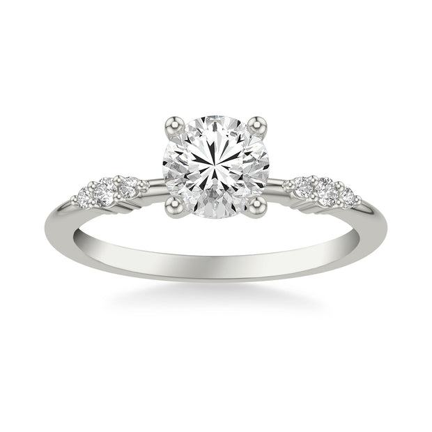 Contemporary Engagement Ring with Diamond Cluster Accented Band