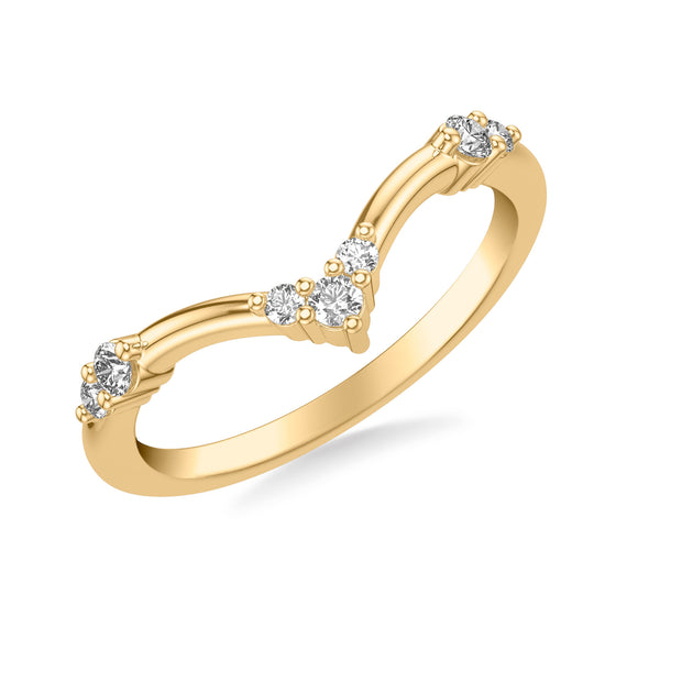 Contemporary Floating Diamond Engagement Ring with Cluster Diamond Station Accented V Curved Shank