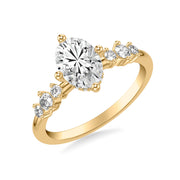 Contemporary Engagement Ring with East West Prong Setting and Single Diamond Station Accented Band