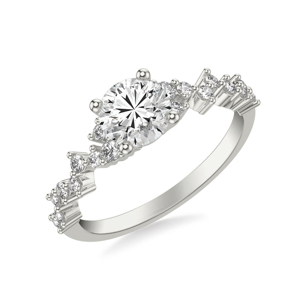 31-12159ERW-E.00 - Goldman - Contemporary Engagement Ring with Scattered Diamond Accented Band