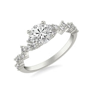 Contemporary Engagement Ring with Scattered Diamond Accented Band