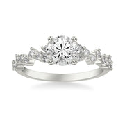 Contemporary Engagement Ring with Scattered Diamond Accented Band