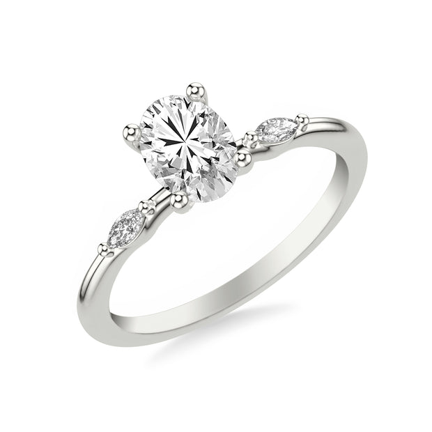 Contemporary Engagement Ring with Marquise Accent Diamonds