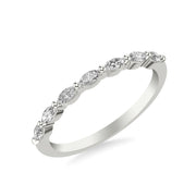 Contemporary Wedding Band with Marquise Diamonds and Shared Prongs