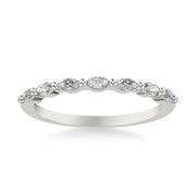 Contemporary Wedding Band with Marquise Diamonds and Shared Prongs