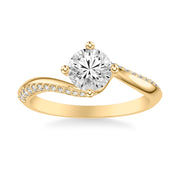 Contemporary Diamond Engagement Ring with Diamonds in a Swirl Design