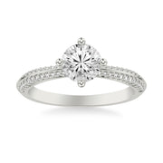 Contemporary Diamond Engagement Ring with a Double Row Diamonds on a Rounded Shank