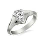 Contemporary Engagement Ring with Tapered Knife Edge and Satin Finish Band
