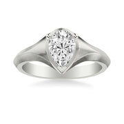 Contemporary Engagement Ring with Tapered Knife Edge and Satin Finish Band