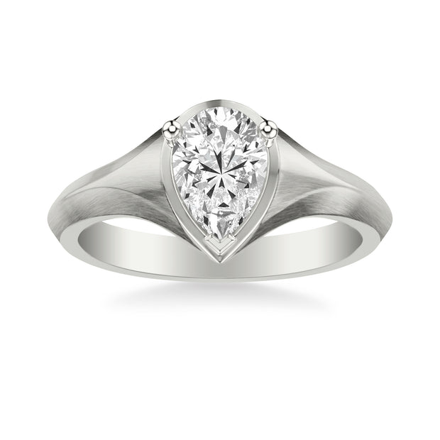 Contemporary Engagement Ring with Tapered Knife Edge and Satin Finish Band