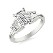 Diamond Engagement Ring with Diamond Baguette Sides